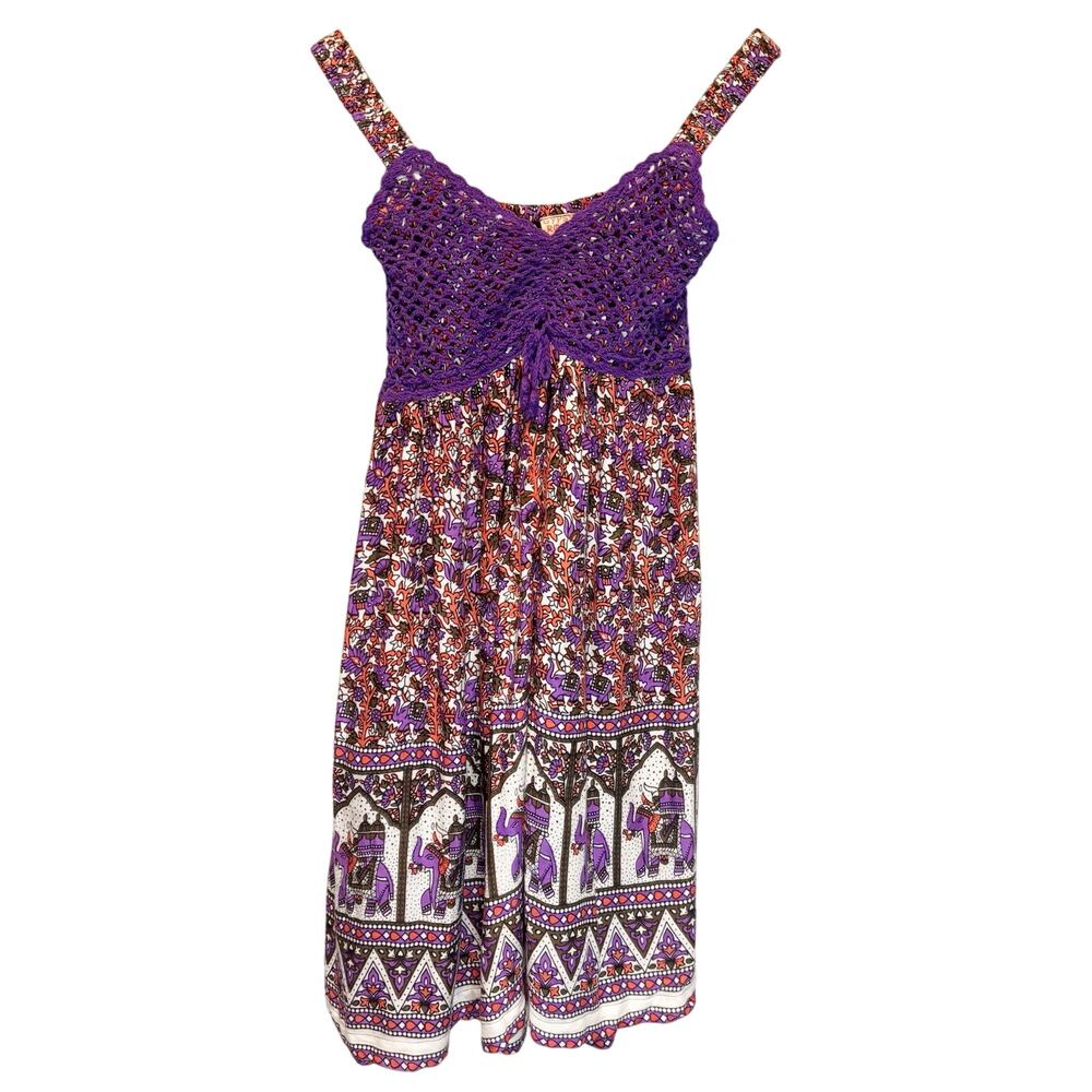 Gypsy Rose Sleeveless Printed Boho Mini Dress - Free Size